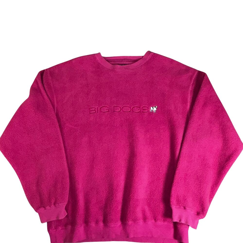 Vintage Polar Dogs Big Dogs Fleece Sweatshirt S Pink Y2K 90s Crewneck Plush
